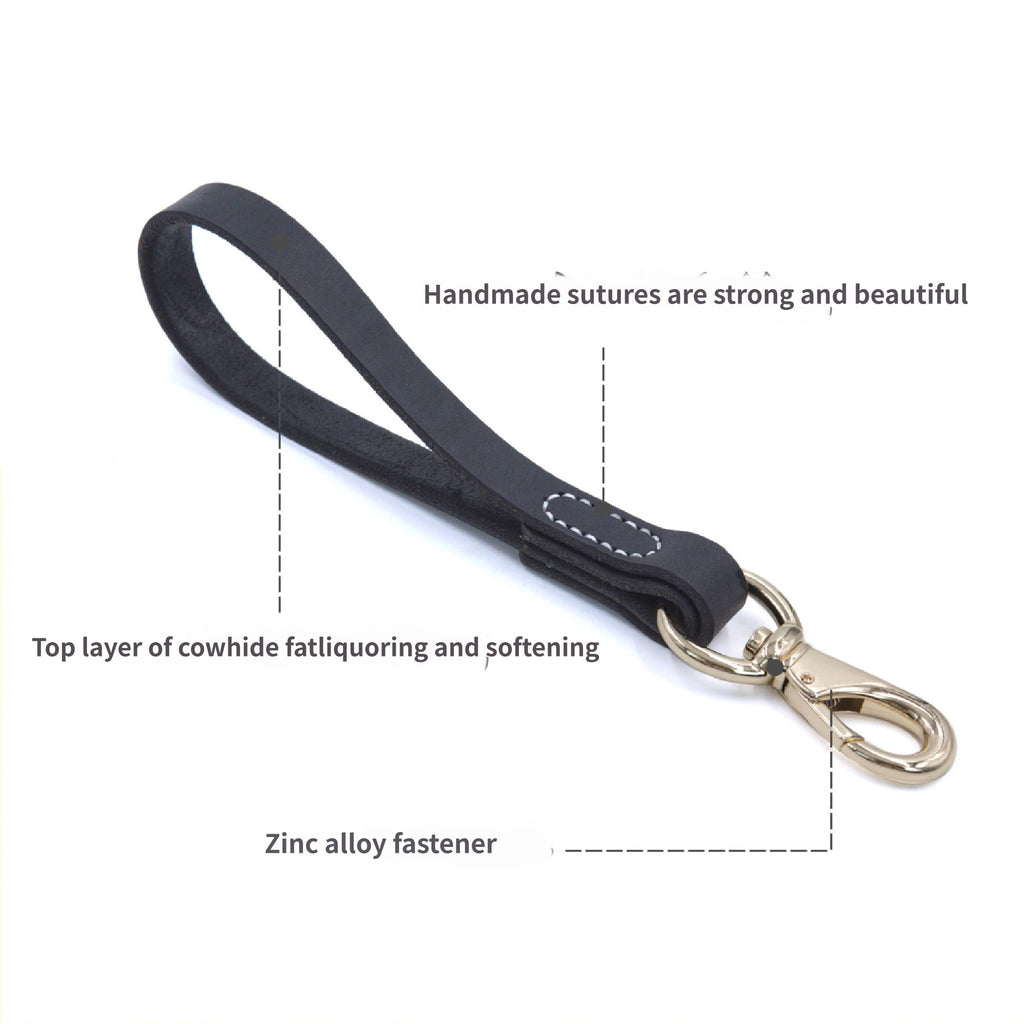 Genuine Leather Short Dog Leash Heavy Duty Traffic Short Lead Handheld Close Control Training Leash for Small Medium Large dogs