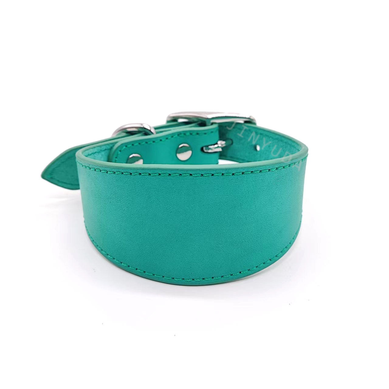 Wide Cowhide Leather Dog Collar Adjustable Heavy Duty Anti-Pull Shock Resistant Collar Soft Wide Neck Collar for Greyhound Whippet Long Neck Breeds