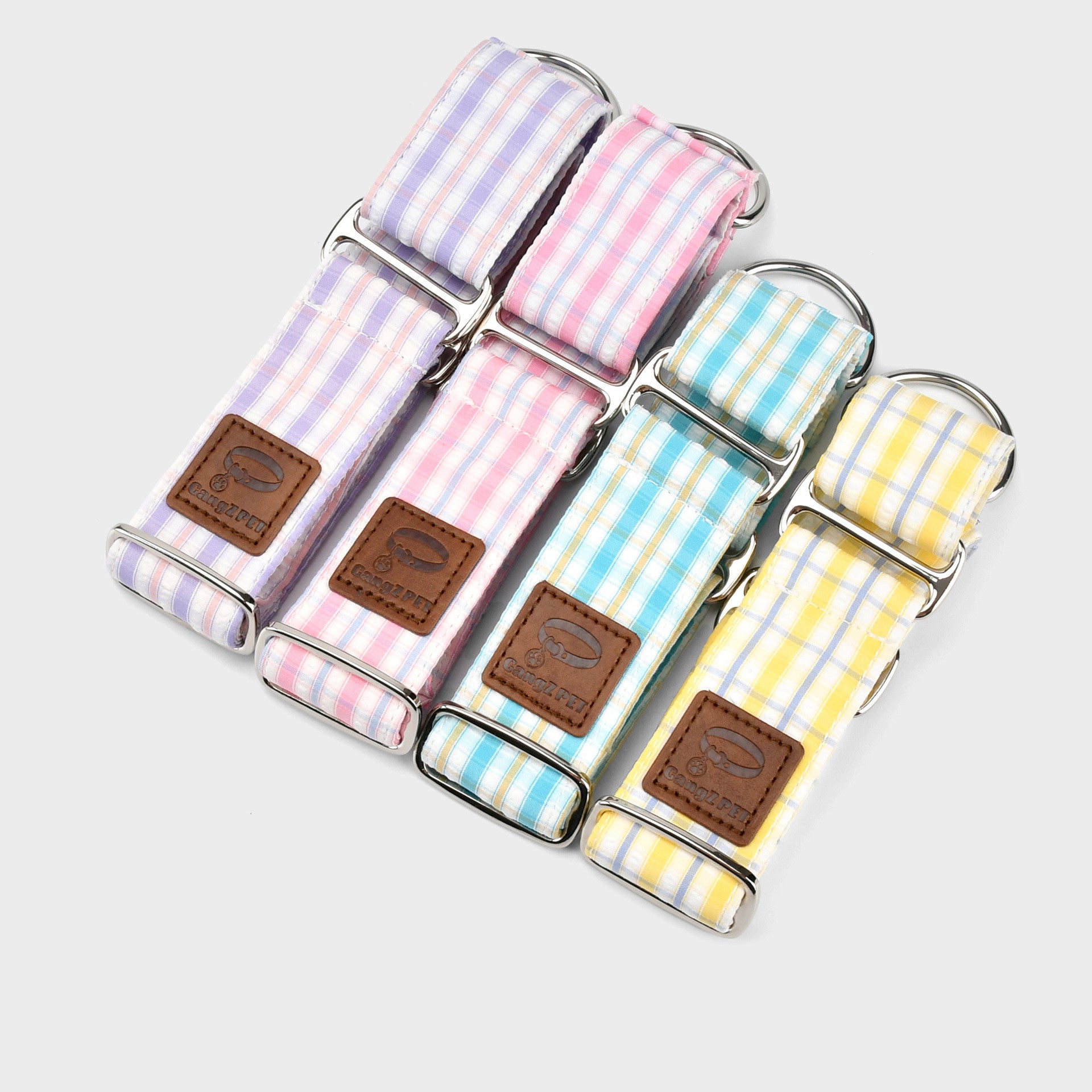 4cm wide Gingham Plaid Martingale Dog Collar No Pull Anti-Escape Training Collar for Whippet Italian Greyhound Sighthounds