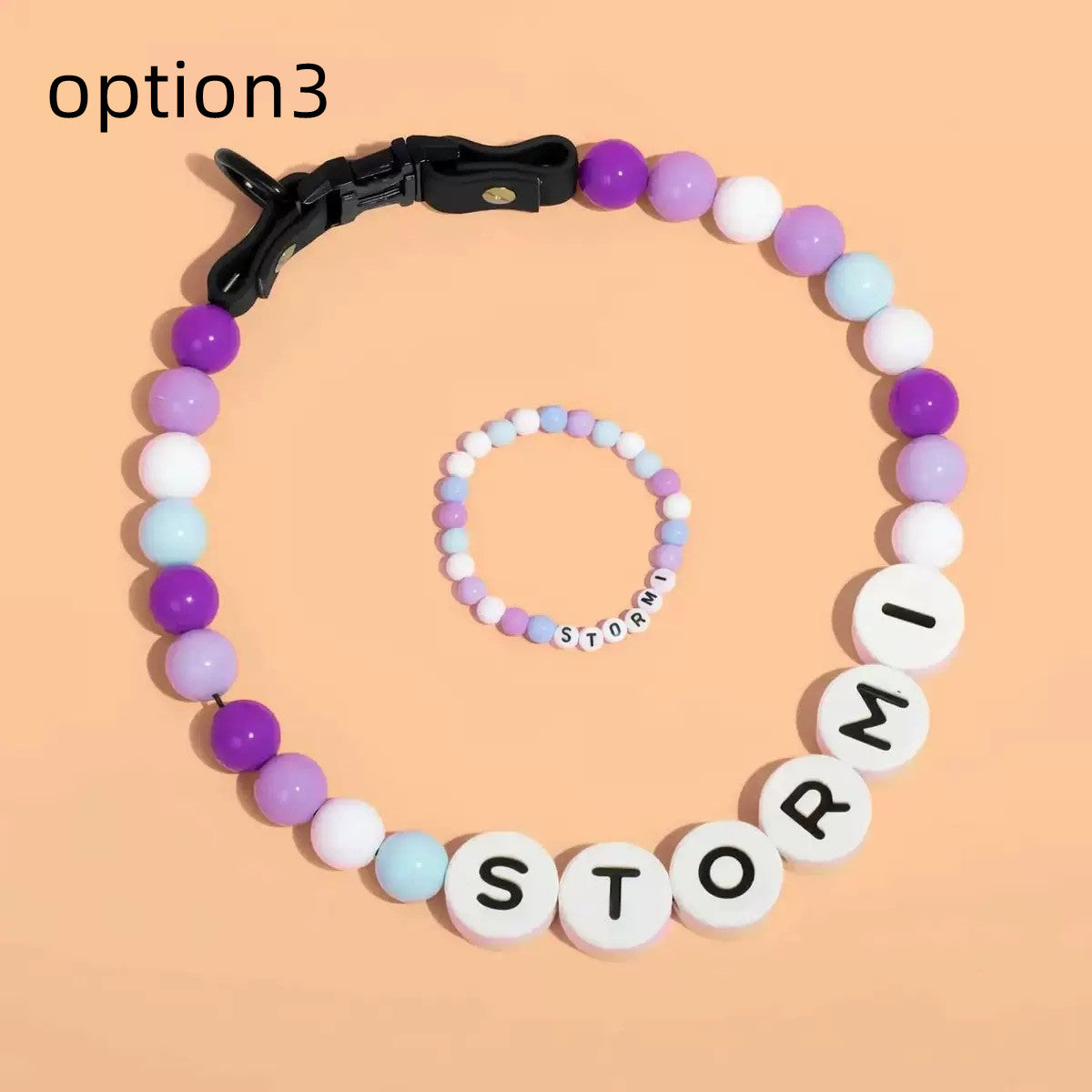 pet Beaded Name collar with friendship bracelet set Custom dog Collar with Beads DIY Name Dog Necklace dog Pearl Beaded Collar