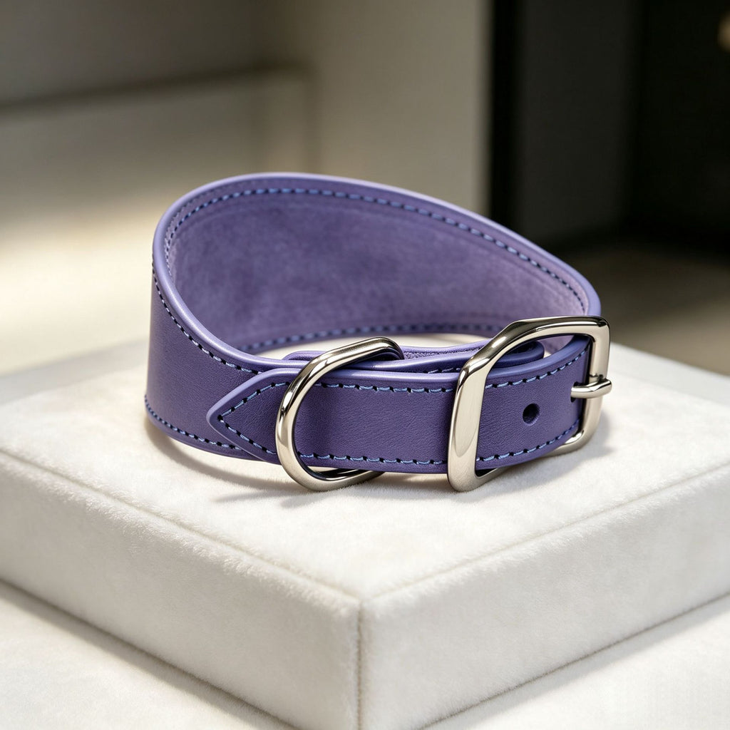 full‑Grain Genuine Leather Dog Collar Wide 4cm 5cm 6cm Adjustable Tapered Collar for Greyhound Whippet Sighthound Long Neck Dogs