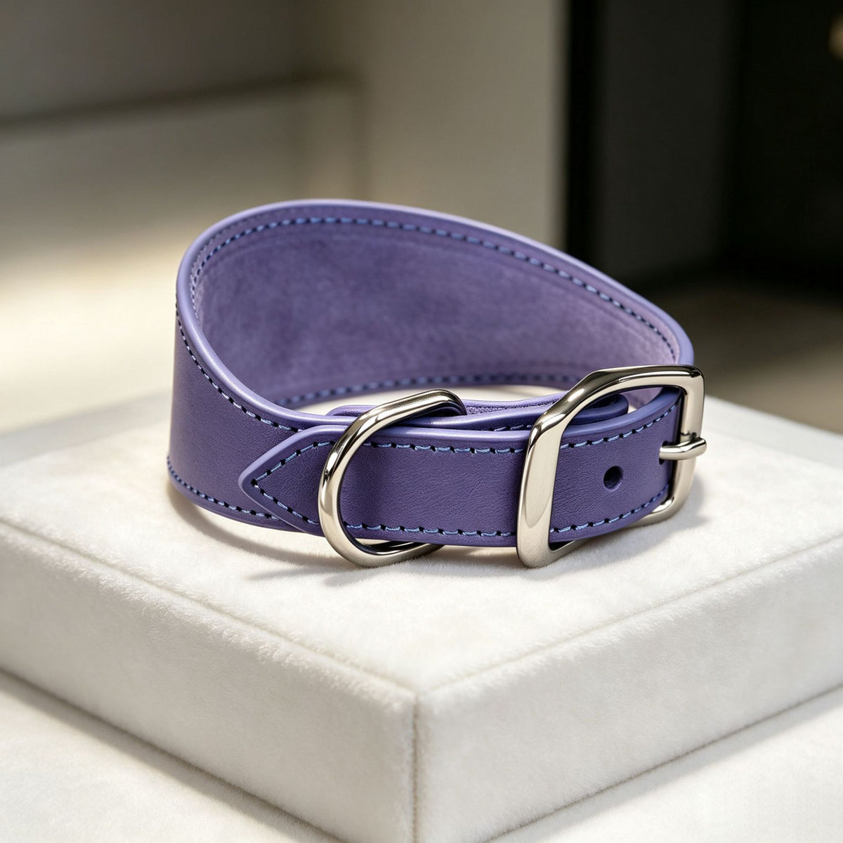 full‑Grain Genuine Leather Dog Collar Wide 4cm 5cm 6cm Adjustable Tapered Collar for Greyhound Whippet Sighthound Long Neck Dogs