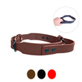Genuine Full Grain Leather Dog Collar with Traffic Handle Adjustable Heavy Duty Training Collar for Medium Large Dogs