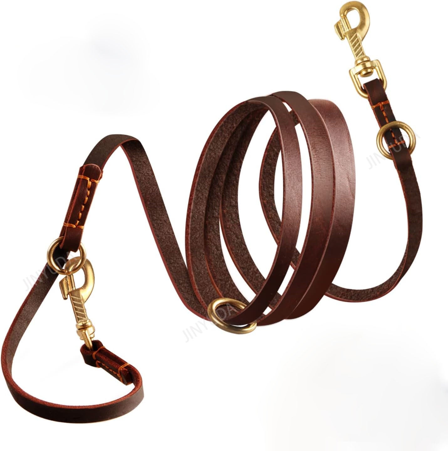 Genuine Leather Dual-Clip Dog Leash Multi-functional heavy duty Leash for Large & Medium Dogs Durable Anti-Pull Walking Training Leash