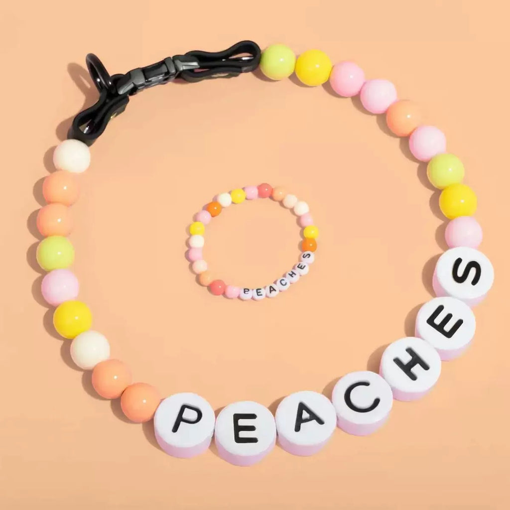 pet beaded name collar with friendship bracelet