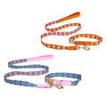 Boho Jacquard Woven Dog Collar and Leash Set PU Leather Reinforced Adjustable Anti Pull Pet Collar and  leash