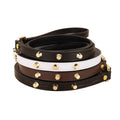 Genuine Leather Dog Leash Thin Stylish Pet Walking Leash with Gold Round Studs Adjustable Soft Leather Puppy Lead