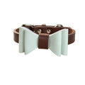 Genuine leather pet Dog Collar with Detachable Bow Tie Full‑Grain Heavy‑Duty Adjustable pet collar for small Medium Large dogs