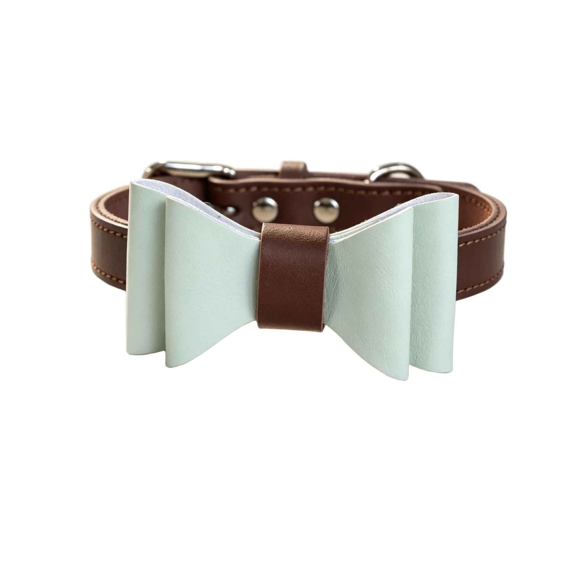 Genuine leather pet Dog Collar with Detachable Bow Tie Full‑Grain Heavy‑Duty Adjustable pet collar for small Medium Large dogs