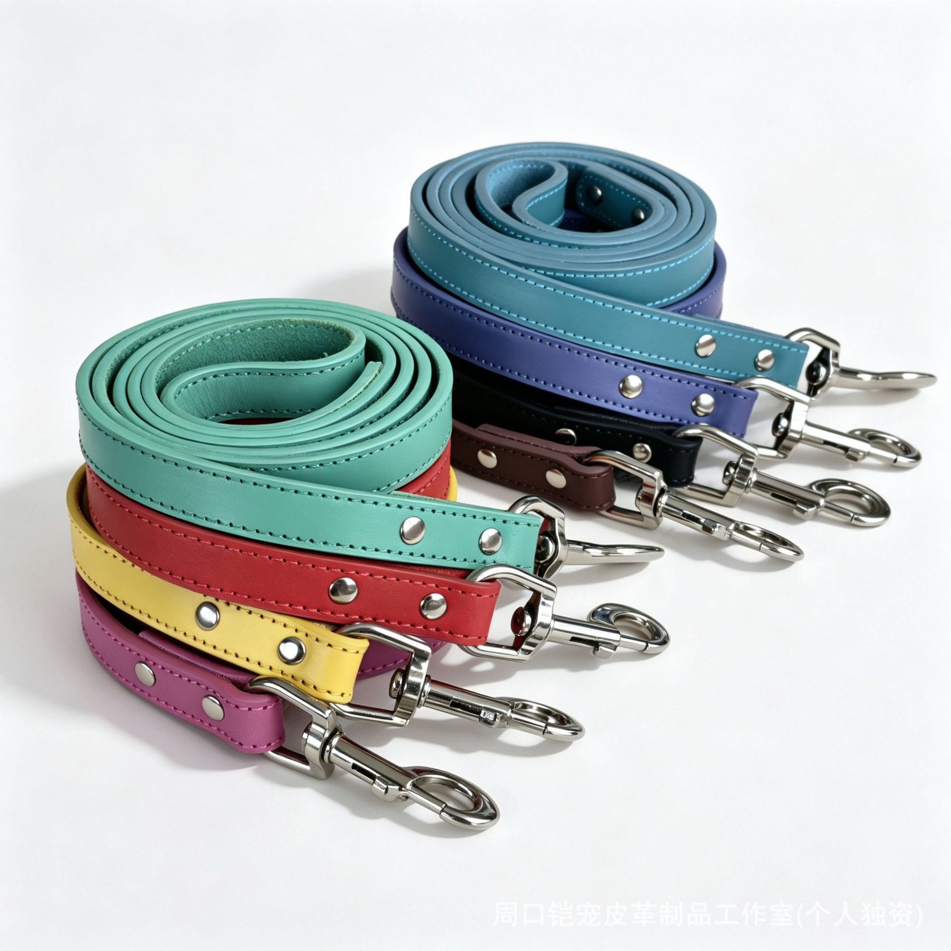 Heavy Duty Thick Leather dog walking leash Wide Genuine Leather Dog Collar Anti-Pull Dog Collar and leash for Greyhound Whippet
