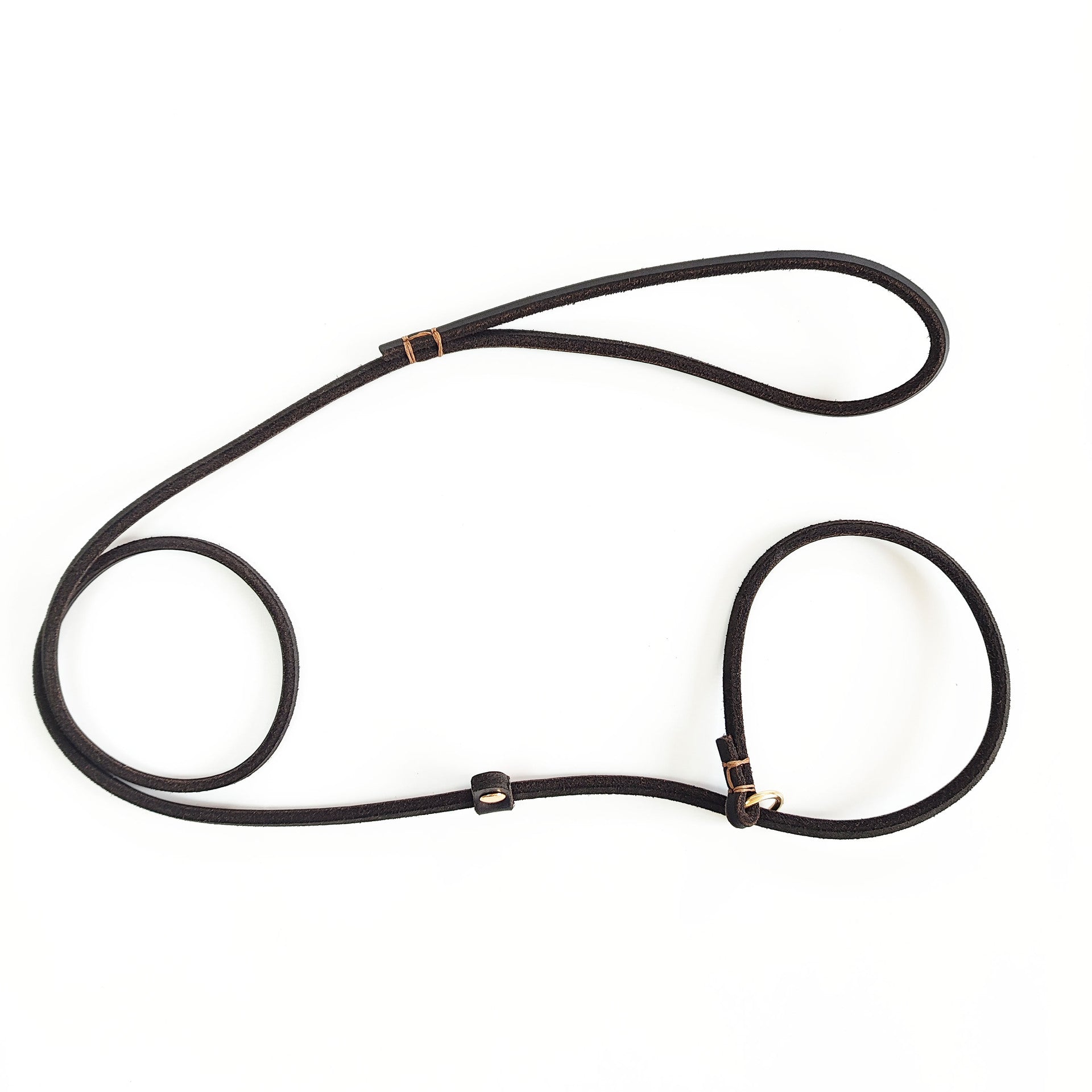 Genuine Leather Slip Lead Dog Leash Handmade Cowhide Training Dog Lead Adjustable Anti‑Pull Puppy Walking Control Leash for Small Medium Dogs
