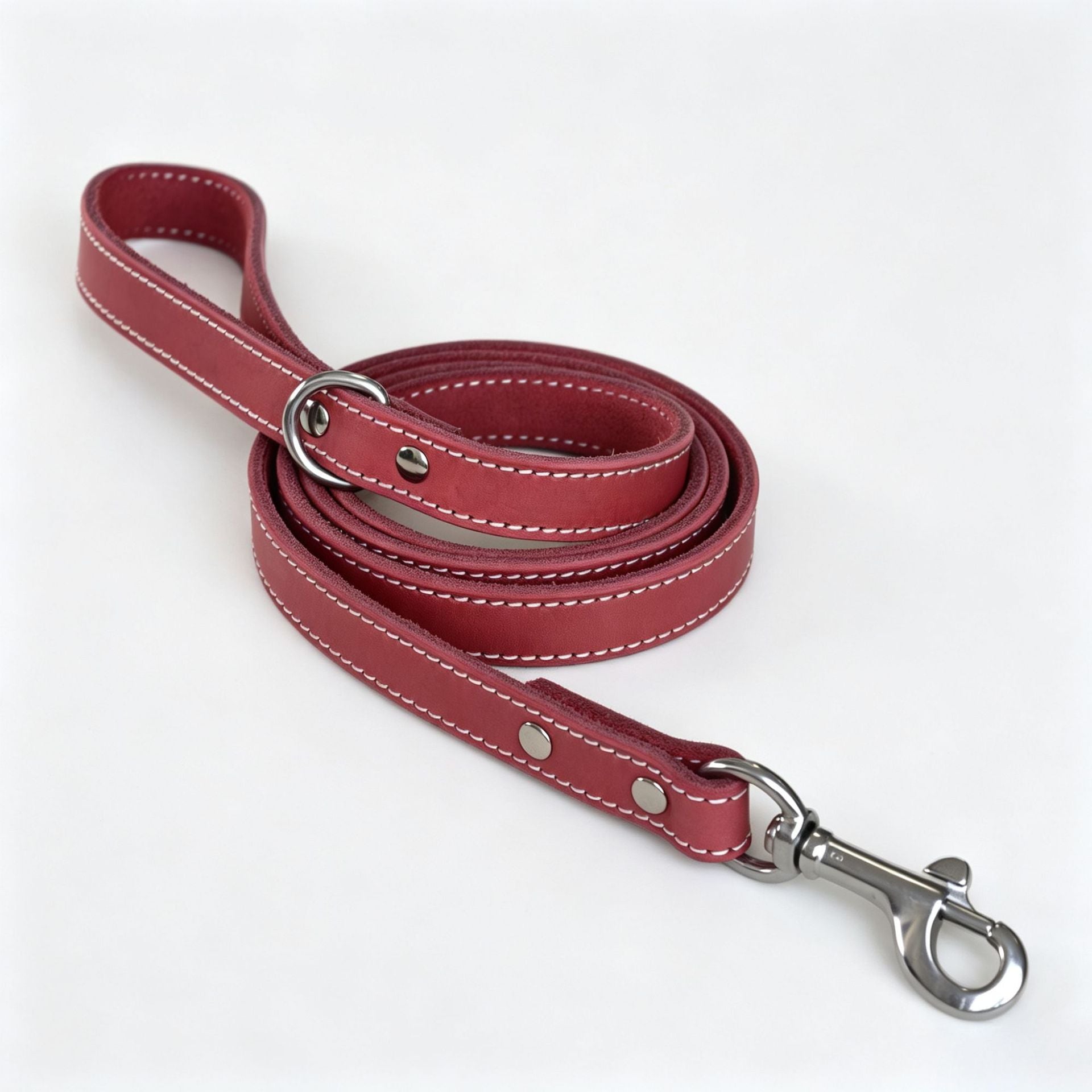 Genuine Leather Dog Leash 1.5m (5ft) Heavy‑Duty full grain Leather dog Walking Leash with Solid Brass Hardware