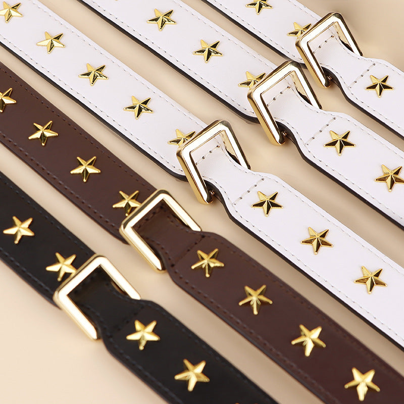 genuine Leather Pet Collar with Gold Metal Star Rivets Adjustable Soft Star Studded Leather Dog Collar wide Dog walking collar