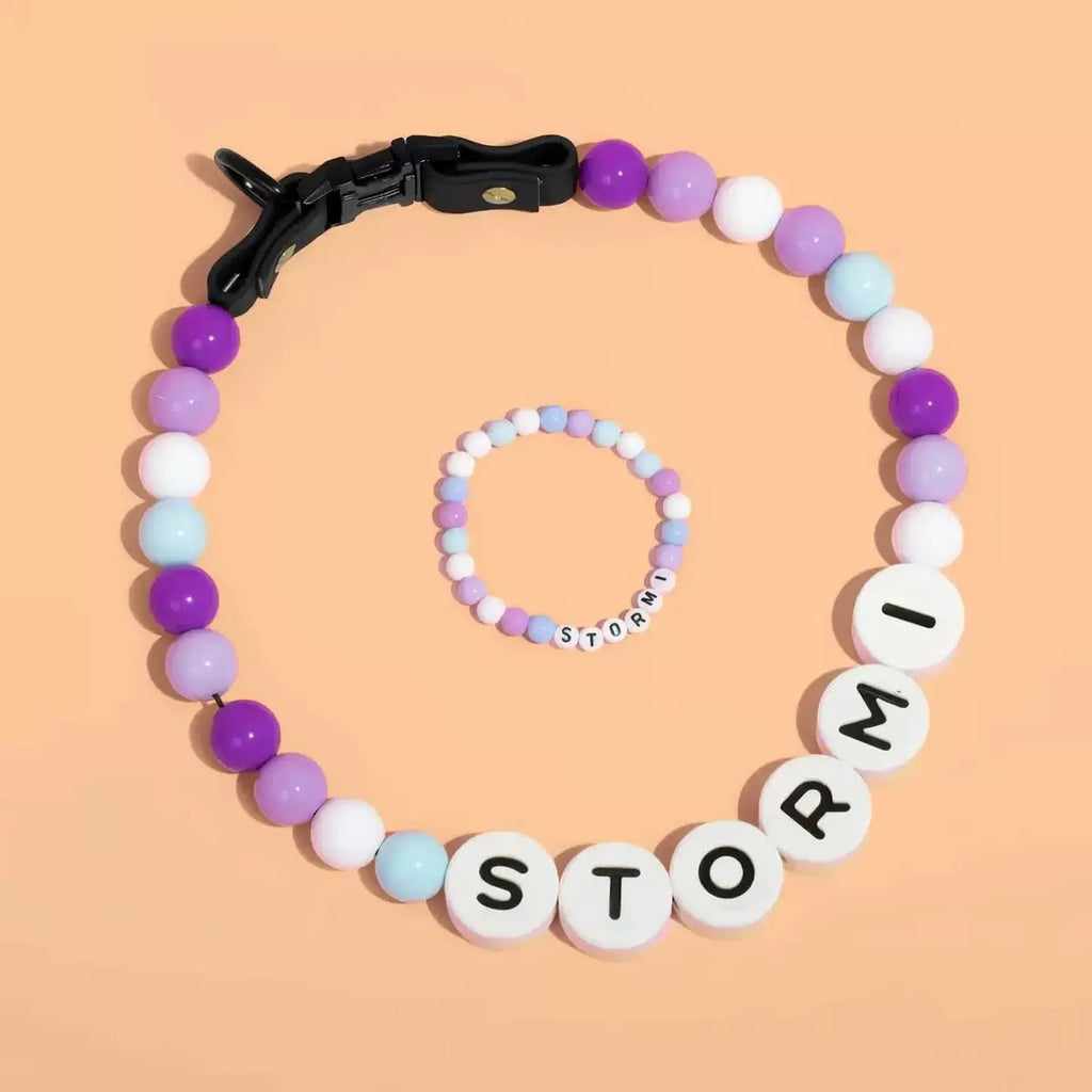 pet beaded name collar with friendship bracelet