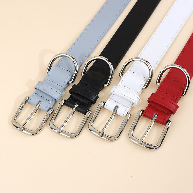 3cm wide Genuine Leather Dog Collar Adjustable Walking Collar for small to Medium Dogs no-pull heavy duty pet collar