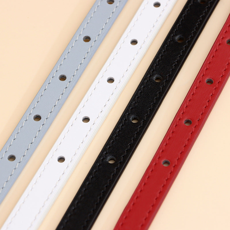 Soft Genuine Leather Dog Collar for Small Dogs handmade Adjustable dog collar with Gold Metal Buckle no-pull Pet Walking Collar
