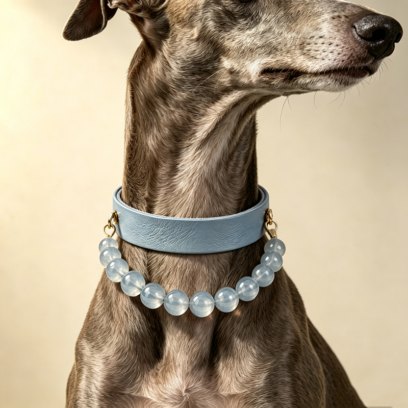 Stealth Stone Healing Crystal Beaded Dog Collar Genuine leather Natural gem Beaded Pet cat Necklace Pet Gift for Daily Wear