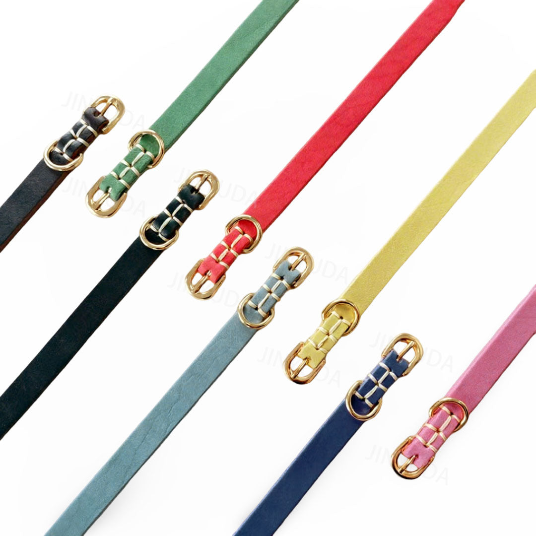 Genuine Top-Grain Cowhide Leather Dog Collar Adjustable Heavy Duty Durable Leather Collar Shock Resistant Anti-Pull for Small Medium Large Dogs Multiple Vibrant Colors Available