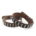 Genuine Leather Spiked Dog Collar Anti-Bite Heavy Duty Wide Dog Collar with Metal Spikes Adjustable Sturdy Leather Collar