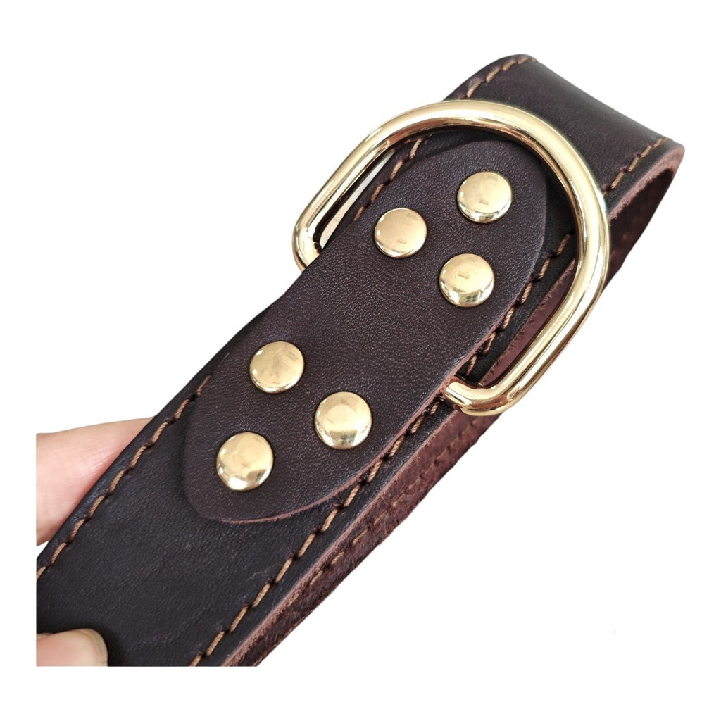 Genuine Leather Dog Collar with Solid Brass Buckle Classic Heavy Duty Anti Pull dog Walking Collar adjustable Pet Collar for Daily Dog Walking Training