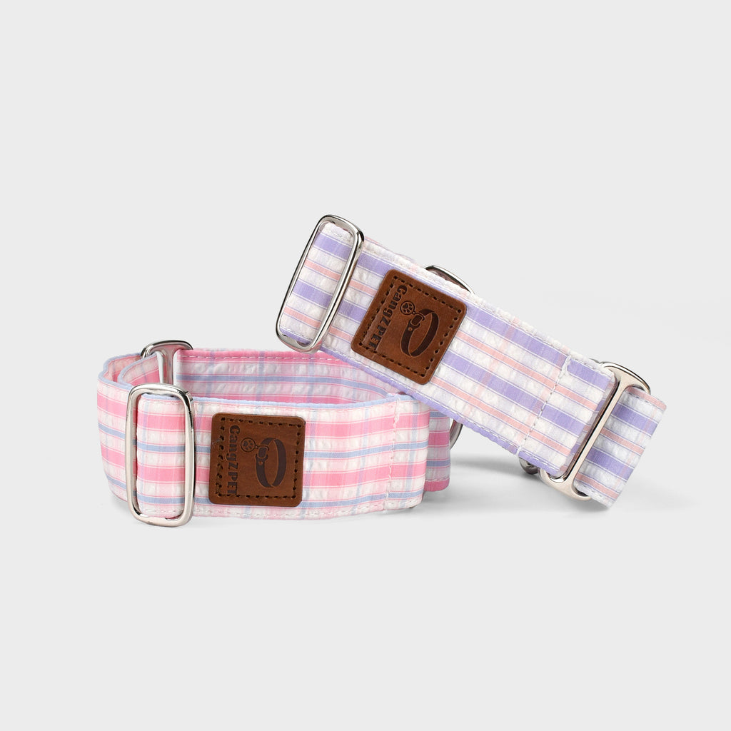4cm wide Gingham Plaid Martingale Dog Collar No Pull Anti-Escape Training Collar for Whippet Italian Greyhound Sighthounds