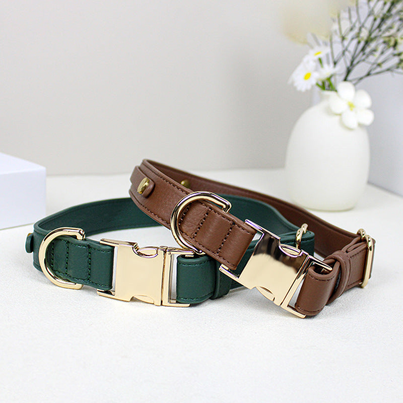 handmade Genuine Leather Dog Collar Cowhide no pull Pet Collar with Quick Release buckle Adjustable heavy duty dog collar
