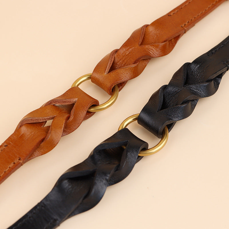 Vintage handmade Braided Genuine Leather Dog Collar Heavy Duty Anti-Pull Walking Pet Collar Premium Real Leather Collar