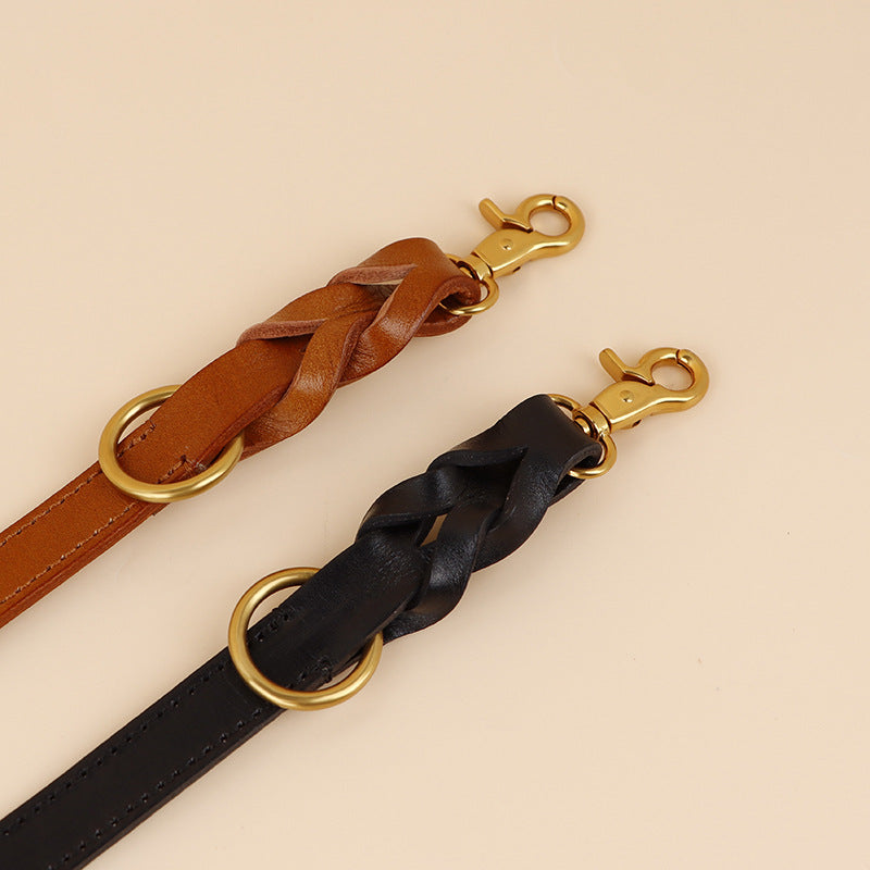 Genuine Leather Braided Dog Leash Multi-Functional Crossbody Dog Walking Lead Heavy Duty Durable Anti-Pull dog Training leash