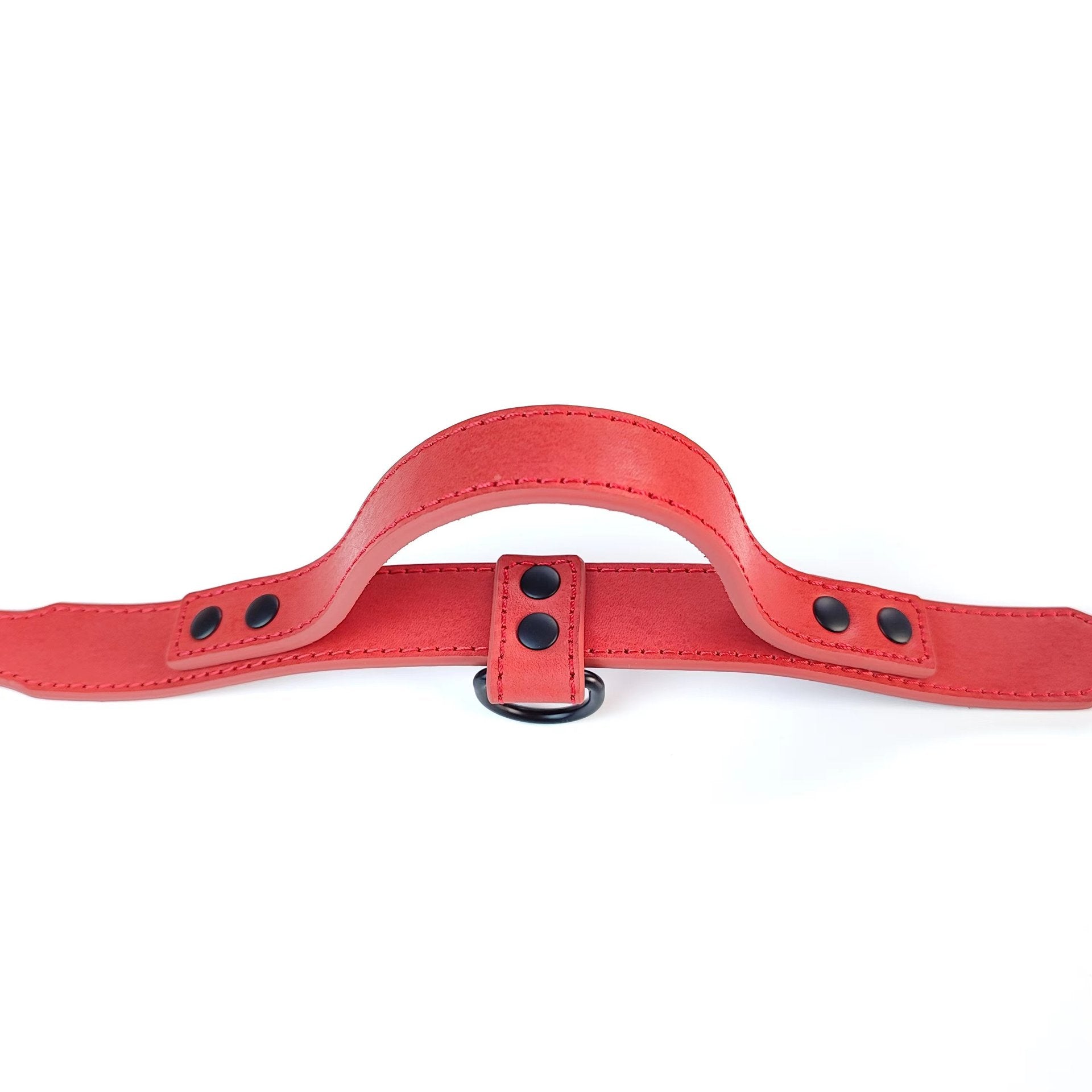Genuine Full Grain Leather Dog Collar with Traffic Handle Adjustable Heavy Duty Training Collar for Medium Large Dogs