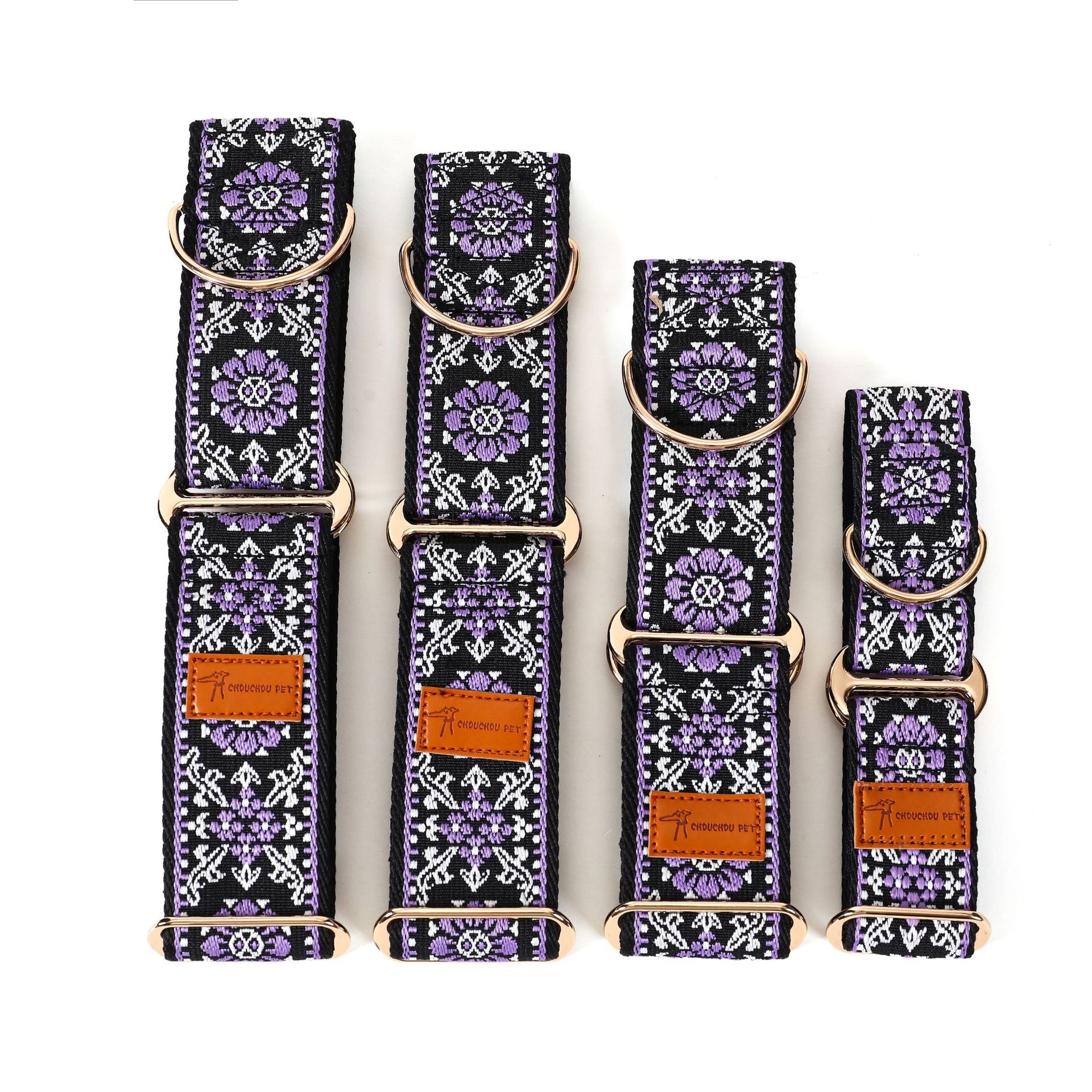 5cm wide Ethnic Floral Woven Martingale Dog Collar Adjustable Anti-Pull soft Training Collar for Greyhound Whippet