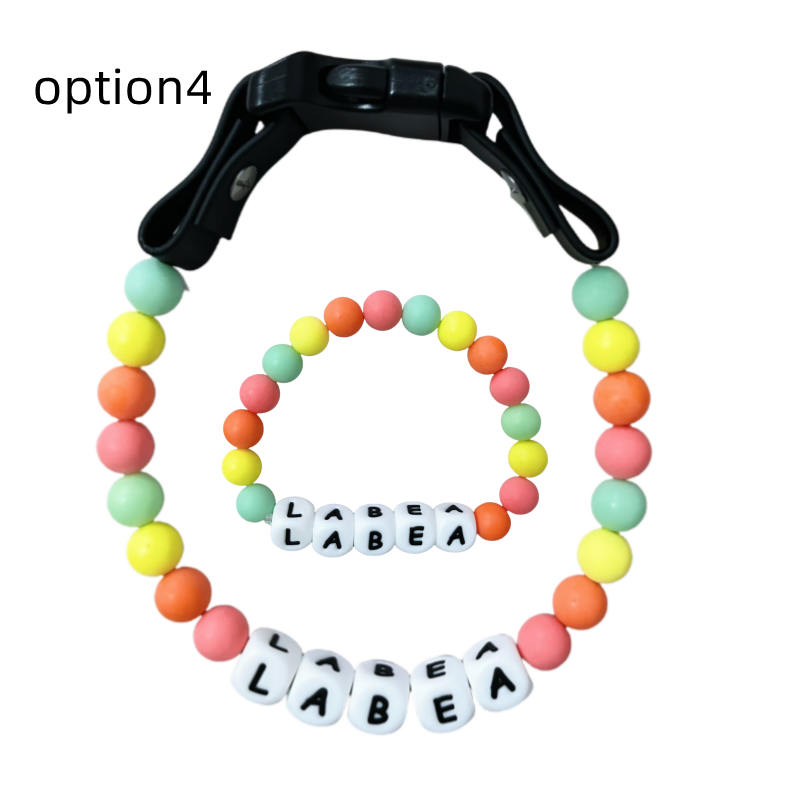 pet Beaded Name collar with friendship bracelet set Custom dog Collar with Beads DIY Name Dog necklace dog Pearl Beaded Collar