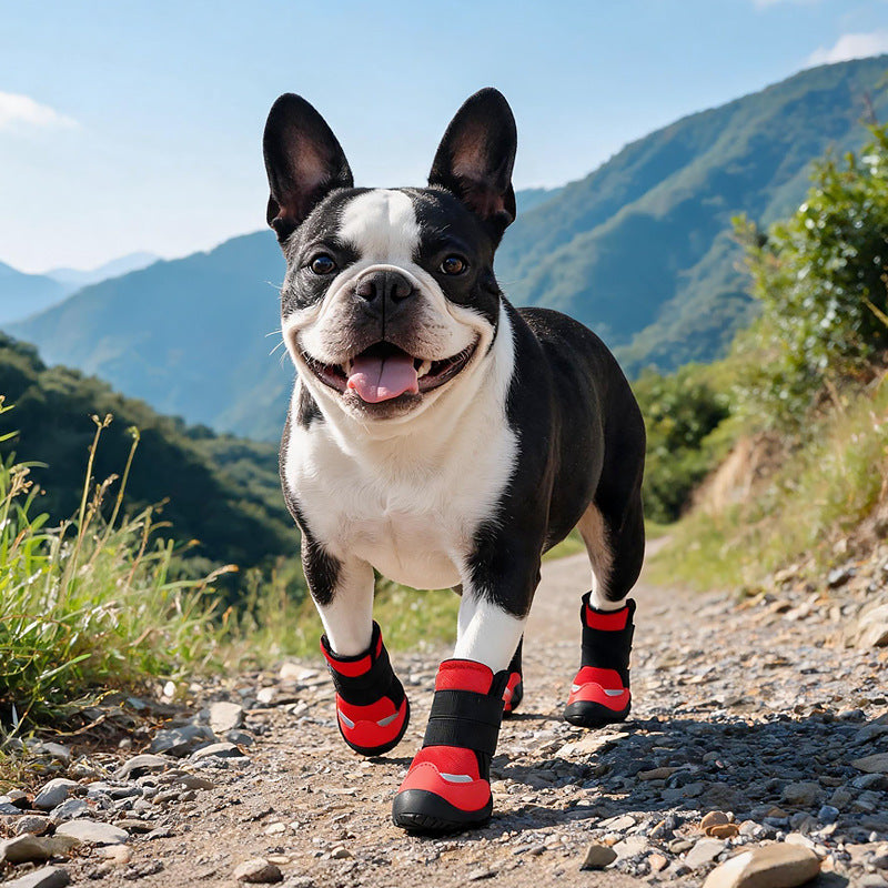 Breathable Non-Slip Dog Boots Dog Shoes with Adjustable Straps & Reflective Strip Outdoor Walking Hiking Paw Protectors
