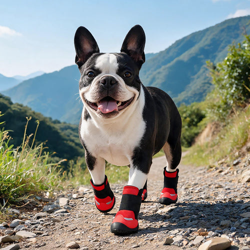 Breathable Non-Slip Dog Boots Dog Shoes with Adjustable Straps & Reflective Strip Outdoor Walking Hiking Paw Protectors