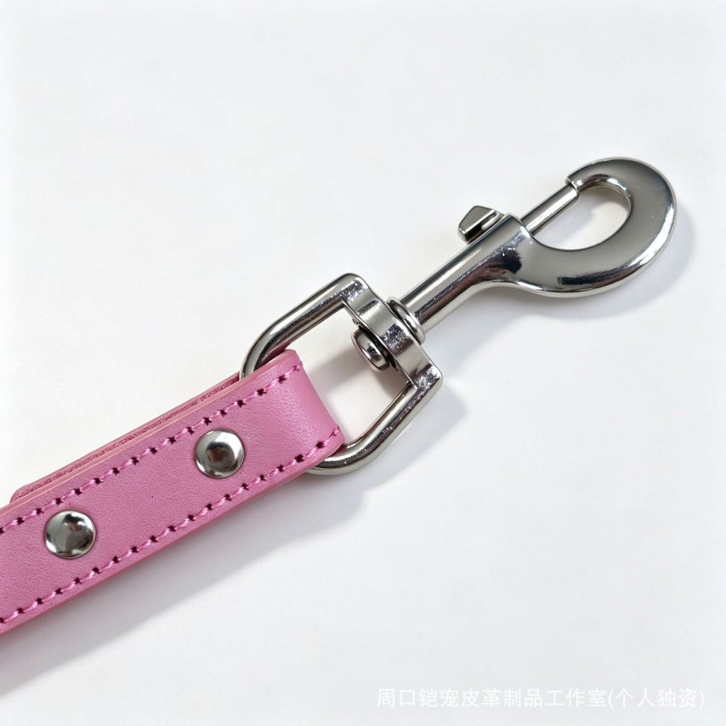 Heavy Duty Thick Leather dog walking leash Wide Genuine Leather Dog Collar Anti-Pull Dog Collar and leash for Greyhound Whippet