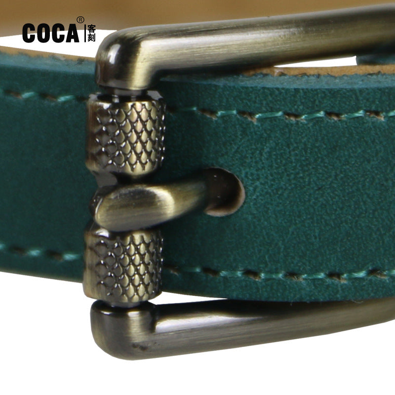Premium Genuine Leather Dog Collar Italian Full-Grain Cowhide Collar with Vintage Metal Hardware Heavy Duty Anti-Pull Dog collar