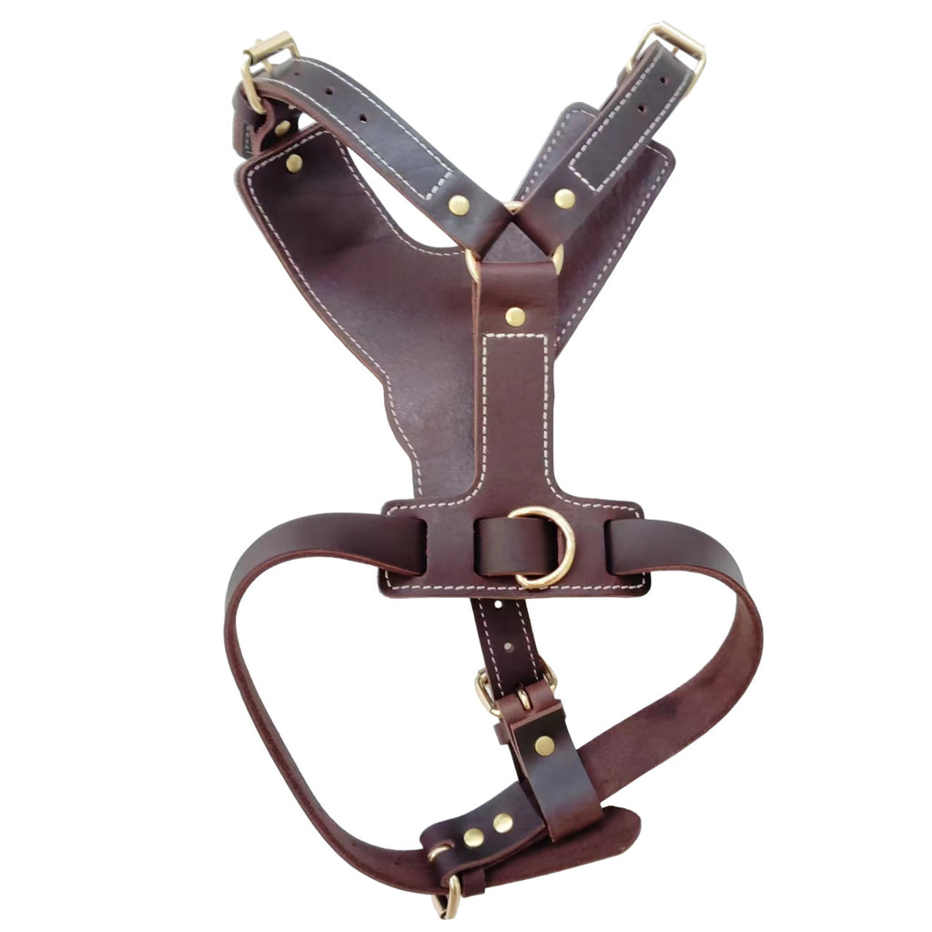 Luxury Genuine Leather Dog Harness Handcrafted Soft Full Grain Leather Pet Vest Harness Adjustable no-pull dog walking harness