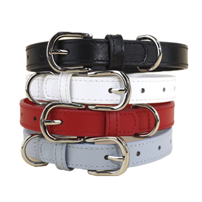 Genuine Cowhide Leather Dog Collar Adjustable Walking Collar for small to Medium Dogs no-pull heavy duty pet collar