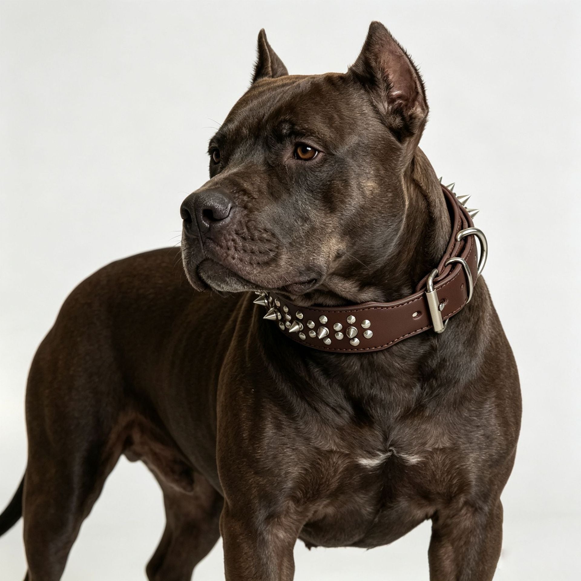 Genuine Leather Spiked Dog Collar Anti Bite Wide Studded Pet Collar for pitbull Bulldog full Grain leather wide dog collar