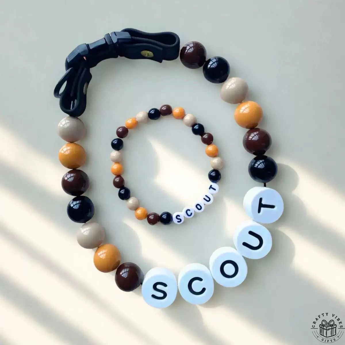 pet beaded name collar with friendship bracelet