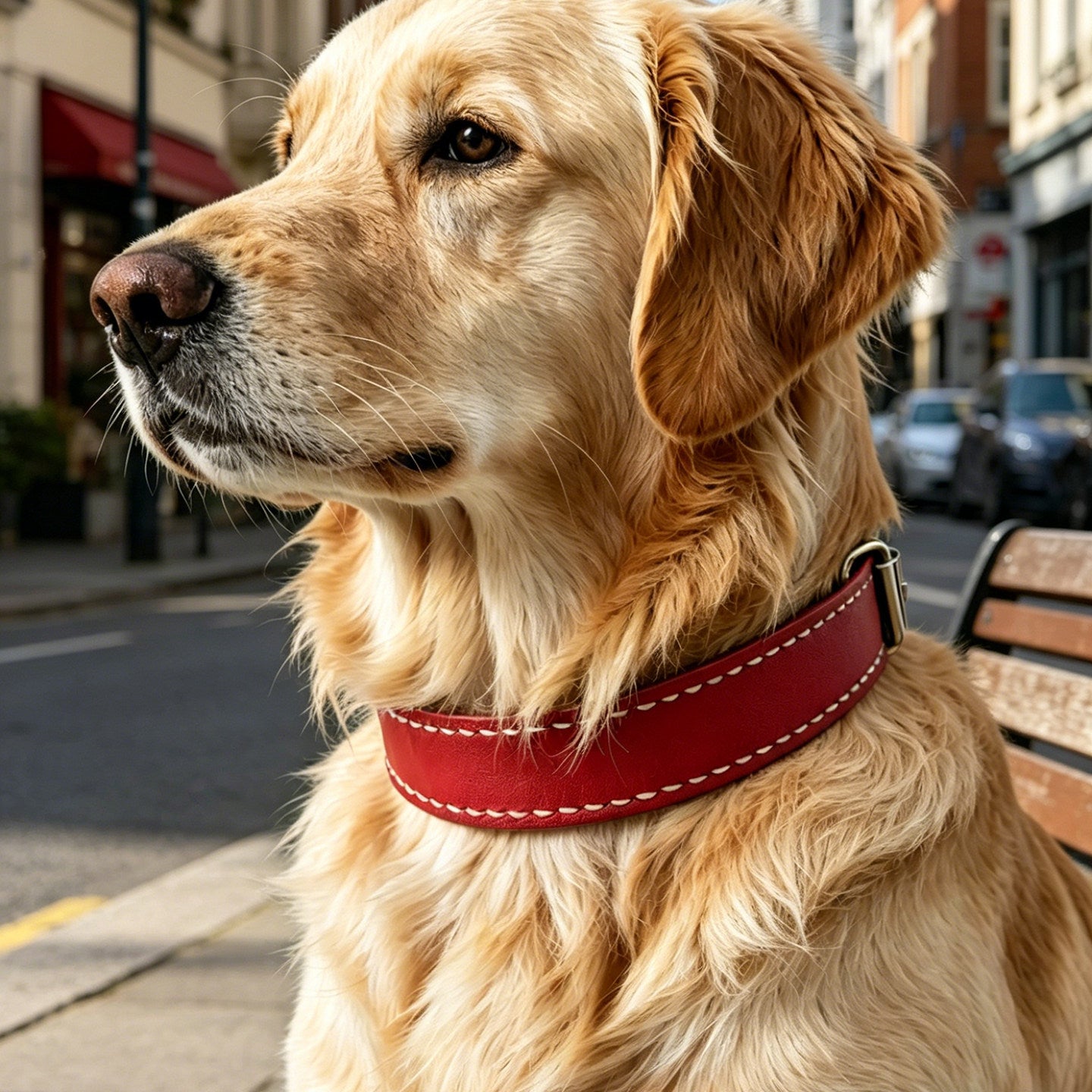 Double Layer Genuine Leather Dog Collar Adjustable Anti-Pull Dog Collar Heavy Duty Leather Pet Collar for Medium Large Dogs