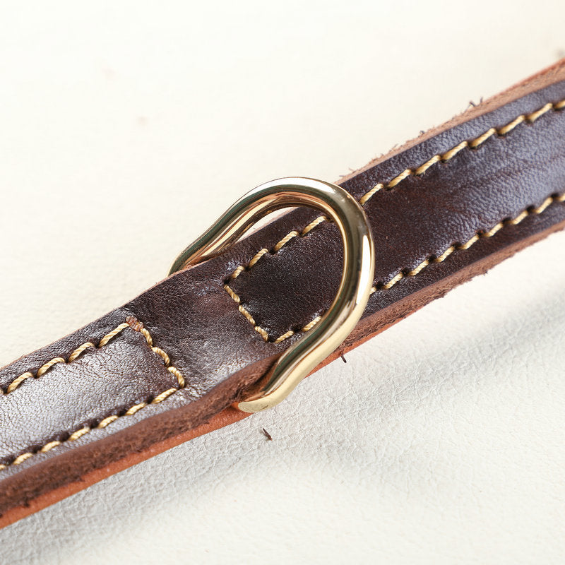 Genuine Full‑Grain leather Dog Collar Thickened Full‑Stitched pet collar for Medium Large dogs Heavy‑Duty Adjustable dog Collar