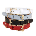 Soft Genuine Leather Dog Collar for Small Dogs handmade Adjustable dog collar with Gold Metal Buckle no-pull Pet Walking Collar