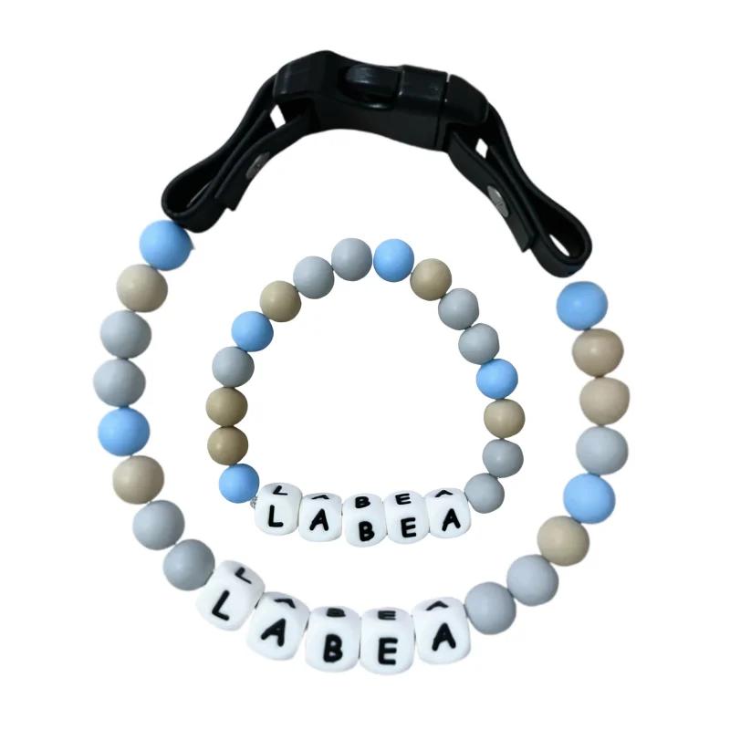pet Beaded Name collar with friendship bracelet set Custom dog Collar with Beads DIY Name Dog necklace dog Pearl Beaded Collar