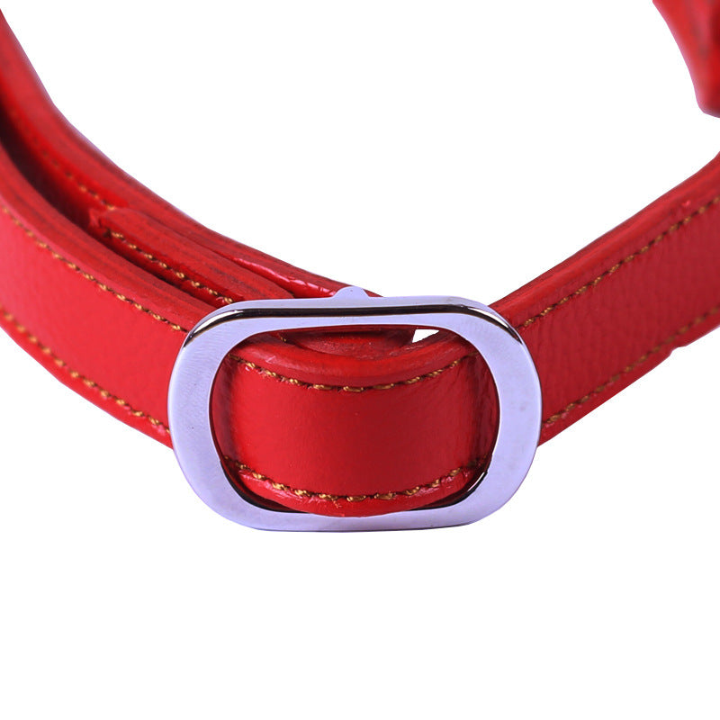 Genuine Leather Martingale Dog Collar Stainless Steel dog Half Check Training P Chain Collar Adjustable Heavy Duty Pet walking collar