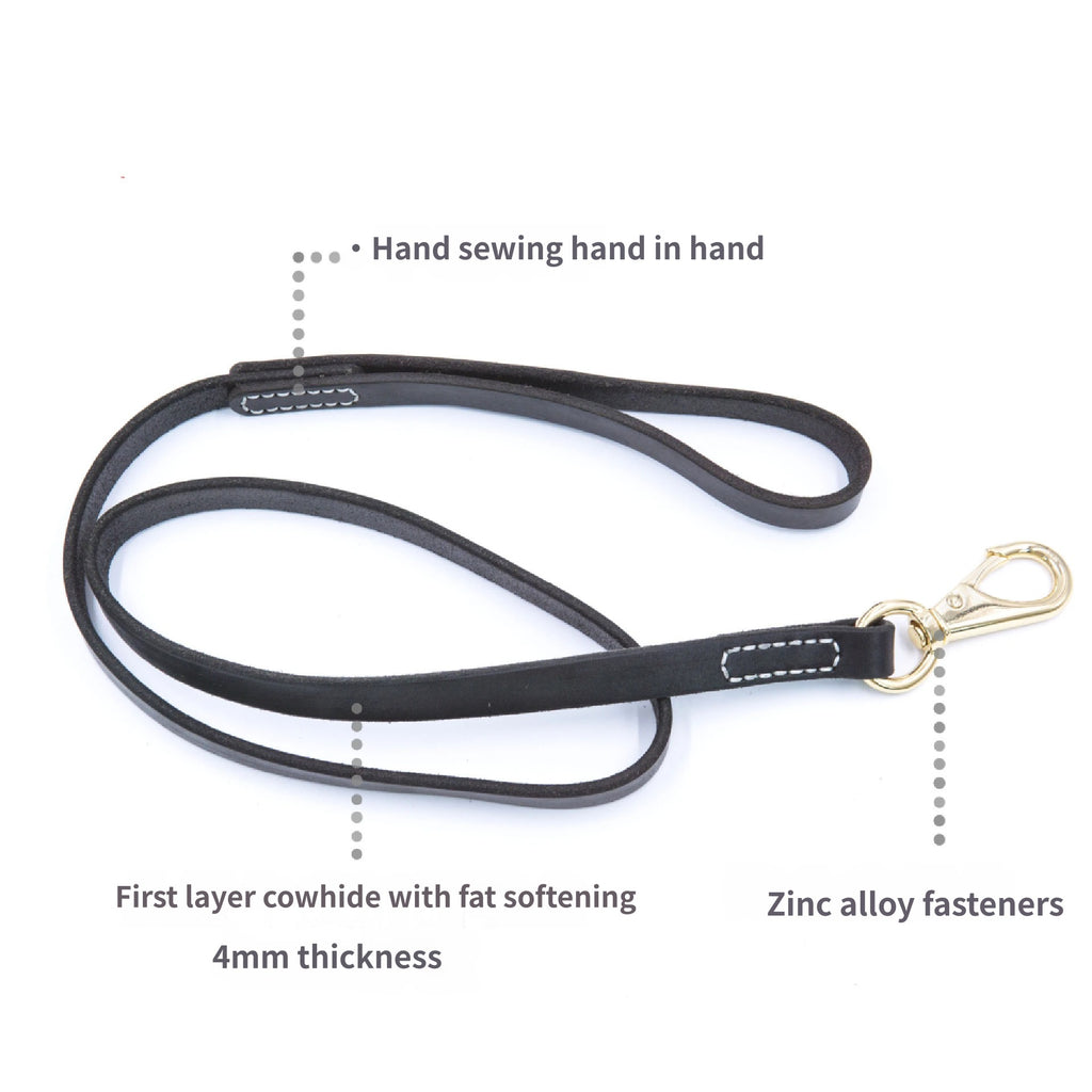 classic Genuine Leather Dog Leash Heavy Duty Soft Real Leather Puppy walking Leash for Small Medium Large Dogs