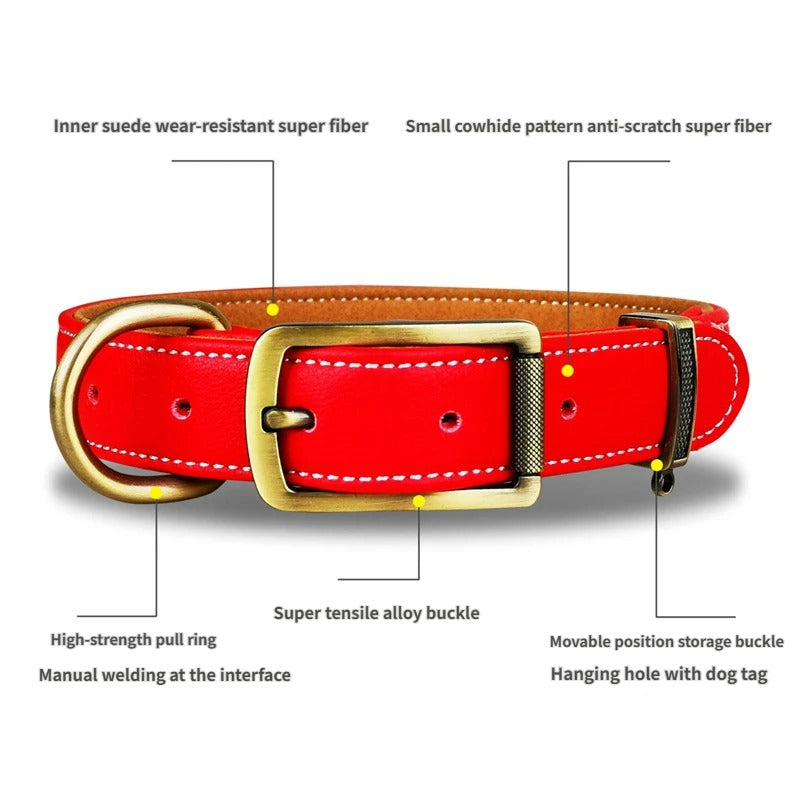 Soft Microfiber Leather Dog Collar Fully Enclosed Design to Prevent Fur Snagging Adjustable heavy duty no pull Pet Collar