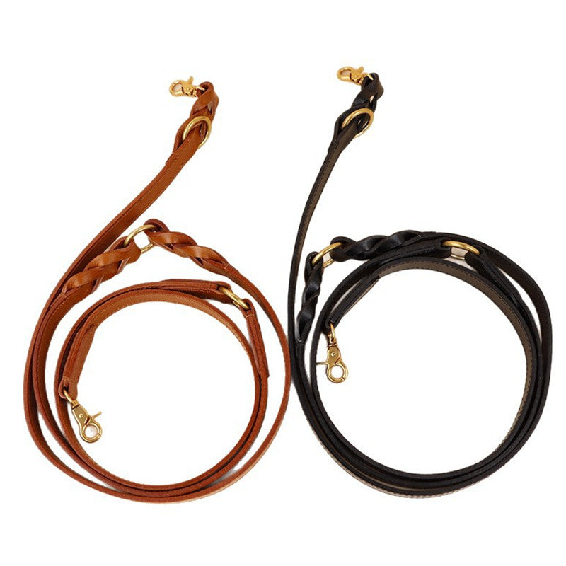 Genuine Leather Braided Dog Leash Multi-Functional Crossbody Dog Walking Lead Heavy Duty Durable Anti-Pull dog Training leash