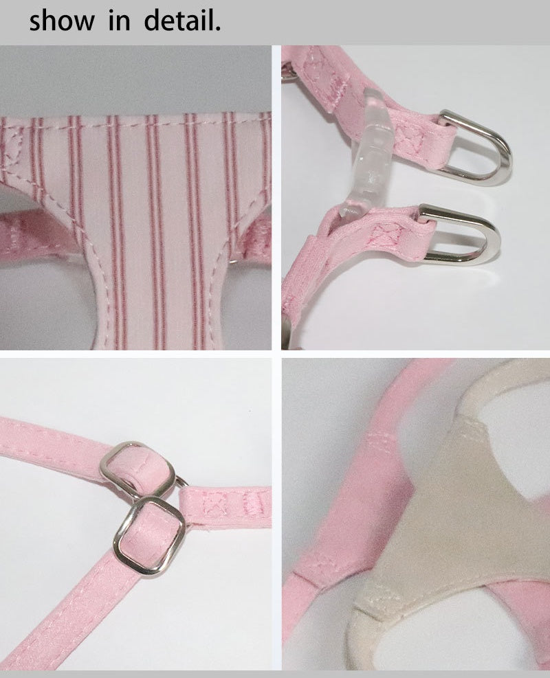 Cute cotton Striped Dog Harness and Leash Set Soft Breathable Pet Walking Vest Harness with leash No Pull Puppy Chest harness
