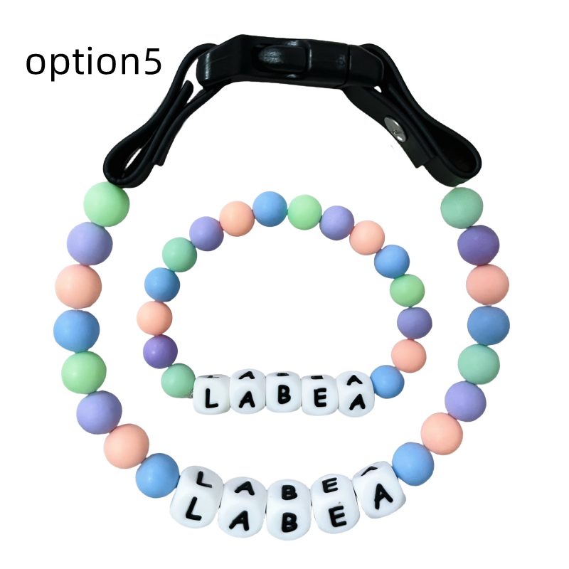 pet Beaded Name collar with friendship bracelet set Custom dog Collar with Beads DIY Name Dog necklace dog Pearl Beaded Collar