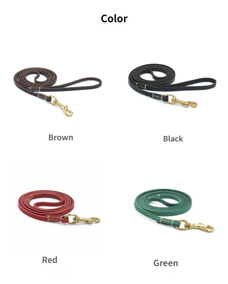 Genuine Top‑Grain Leather Dog Leash